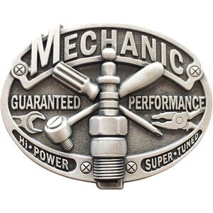 🆕Men's Silver Vintage Style Mechanic Trades Man Stainless Steel Belt Buckle